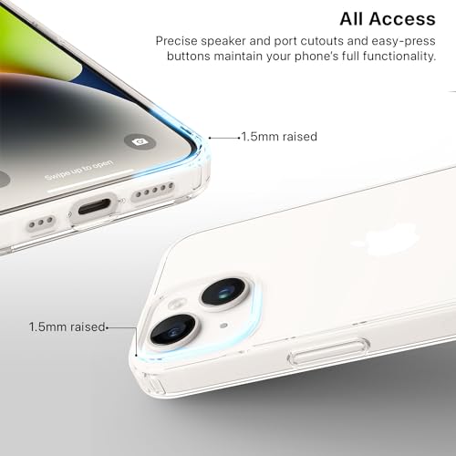 Image of Vaku Luxos Glassy Clear Back Cover Case for iPhone 14 Shockproof Slim Phone Case Scratch Resistant Slim Thin Non-Yellowing Military-Grade Protection Back Cover- Transparent