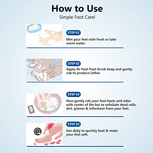 Dr Foot Foot Scrub Soap Repair Dry Cracked Heels, Dead Skin & Calluses Remover with Almond & Pure Aloe Vera Extracts – 100gm - Pack of 2 - (Pack of 2)