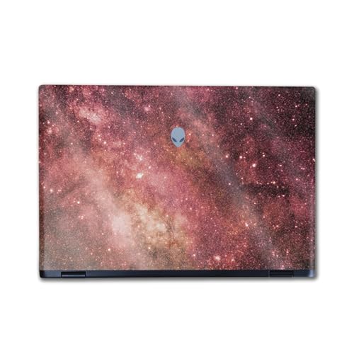 Image of Glossy Glitter Laptop Skin Compatible with Alienware M16 R2 (2024) - Red Stars - Premium 3M Vinyl Protective Wrap Decal Cover - Easy to Apply | Crafted in The USA by MightySkins
