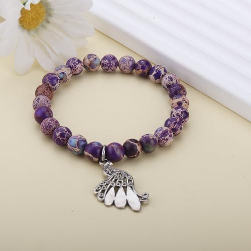 PARTNER Peacock Inspirational Birthday Gifts for Women Best Friends Unique Gifts Natural Stone Beaded Bracelets for Women Agate Beaded Jewelry with Meaningful Message Card For Peacock Lovers,Comes Packaged3