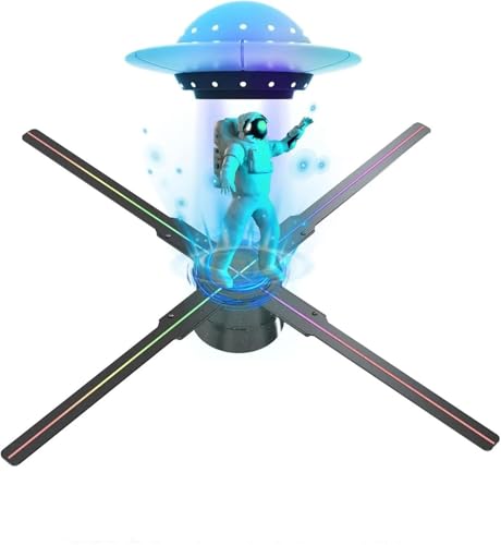 Ventilador holográfico 3D de 52 cm con Control Remoto Wi-Fi, Iconos Personalizados, Logotipo vídeo DIY, Luces LED neón, Pantalla giratoria, proyector(F60 HD Edition)