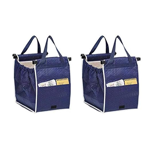 Yi-Yi 2Packs Insulated Reusable Shopping Cart Grab Bags and Grocery Organizer Designed for Trolley Carts by Modern Day Living