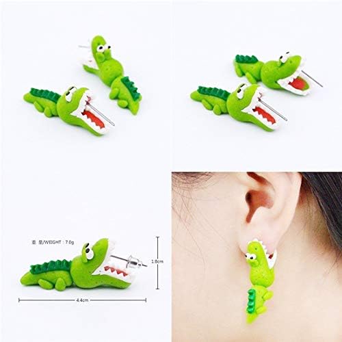 Diyiming 1 Pair Shark Earrings Biting Ear Earrings Crocodiles Studs,3D Animal Earrings Shapi Dog Studs Cute Handcraft Sunflower Dinosaur Pig Insects-Chomper earrings,Piranha Earrings,Fox Fimo Studs