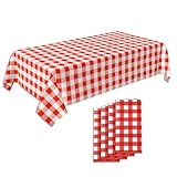 C CRYSTAL LEMON Picnic Tablecloth Pack of 4 - Red and White Checkered for Picnic Table - Vinyl Gingham Perfect for Outdoors and Camping - Waterproof Tablecloth