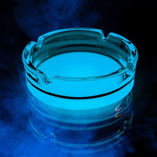 Mi Glow Store | Glow in the Dark Ashtray for Night Party | Glass Round (Blue)