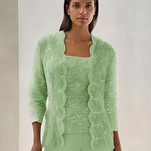 3 Pieces Chiffon Lace Mother of The Bride Pant Suits with Jackets Sequins Wedding Guest Dresses for Women3