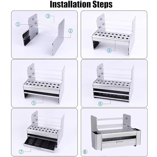 Image of RC Tool Organizer Storage Stand Rack, Small Parts Tool Box, Desktop Hand Tool Stand, Repair Tool Storage Holder with 4 Drawers for Hardware, Screws, Bolts, Nails, Beads, Jewelry & More (Silver)
