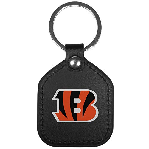 NFL Cincinnati Bengals Unisex Leather Square Key Chains, Black, One Size
