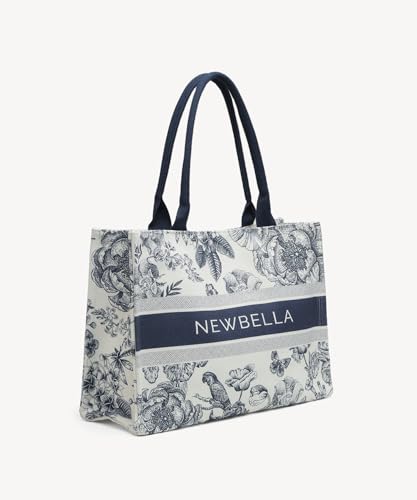 Image of NEWBELLA Women's Vegan Leather Tote Bag - Lightweight Soft Shoulder Purse or Crossbody Bag for Work & Everyday Use (Blue)