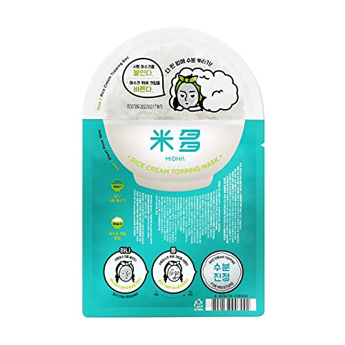 MIDHA Rice Cream Topping Mask - Moisture (5pcs) | Sheet Mask for dry and sensitive skin, Rich Moisturizing Mask | Korean Skin Care, Hydrating, Moisturizing