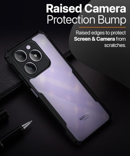 Image of WOW IMAGINE Shock Proof Clear Protective Back Case for Realme Narzo N63 | Realme C63 - AirEDGE Technology | 360 Degree Camera Protection | Transparent Hybrid Back Case Mobile Cover - Black