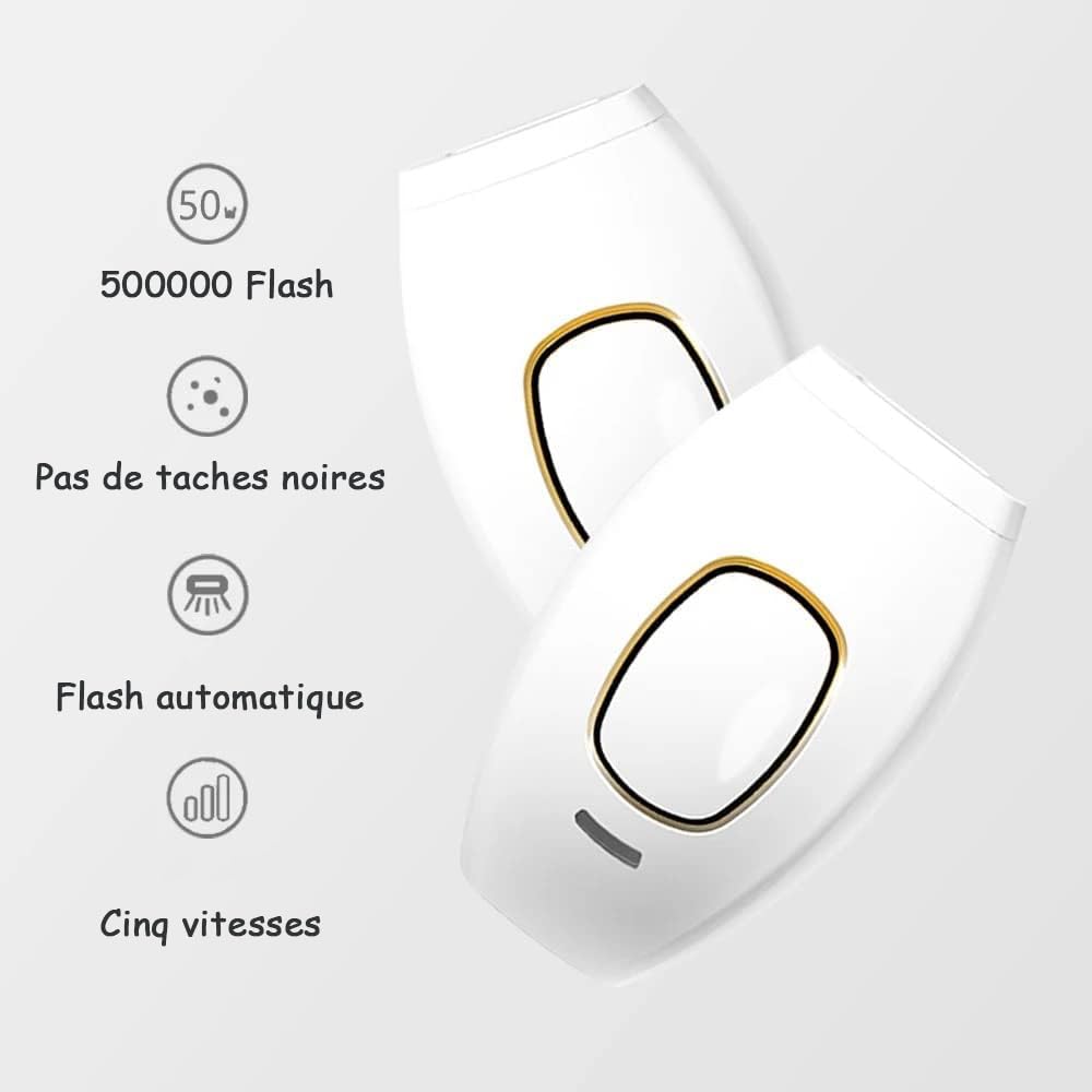 Epilateur à Lumière Pulsée IPL 990 000 Flashs, Laser Permanent Indolore, 2 Modes 5 Niveaux d'Énergie pour Femme et Homme Corps Visage Aisselles Maillot