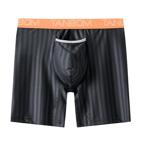 ZONBAILON Mens Underwear Satin Ice Silk Horizontal Fly Boxer Briefs with Pouch