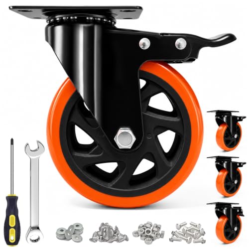 MSH and HCE 5 inch heavy duty orange caster wheel set of 4