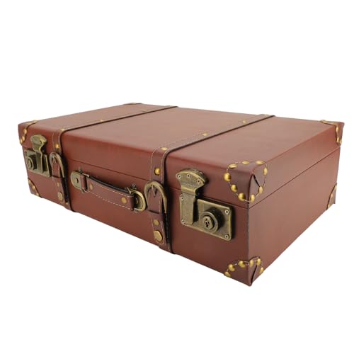 Leather Suitcase Vintage Sm Carry On Overnight Case with Shoulder St for Travel Photography Props Brown Tography Props Brown Leather SuitcaseTravel Suitcase4
