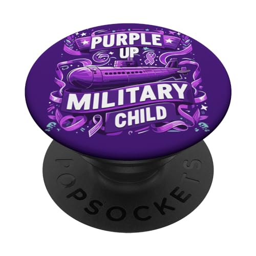 Purple Up For Military Child Adults Kids Women Men Submarine PopSockets PopGrip Adesivo