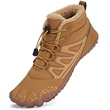Mabove Chaussures Pieds Nus Bottes d'hiver Hommes Femmes Chaussures de Trail Chaussures d'hiver Chaudement fourrées Bottes de Neige (Brun Solide,39 UE)