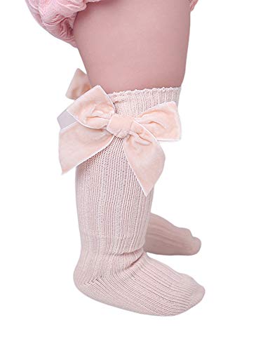 Bow Knee High Socks Newborn Infants Toddlers Girls Tube Ruffled Uniform Long Stockings