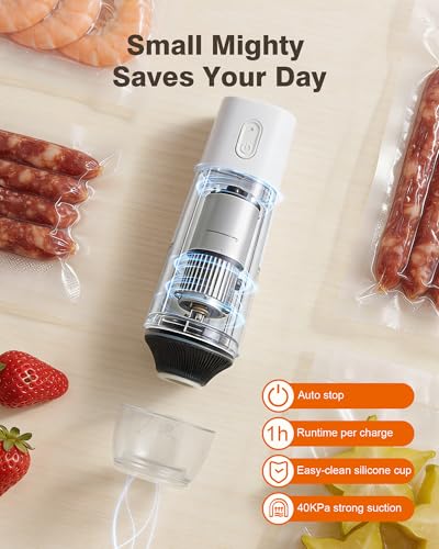 Image of Vacuum sealer for food, Handheld Vacuum Sealer with 30 Reusable Bags