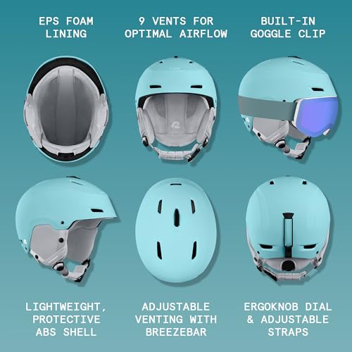 Image of Retrospec Zephyr Ski Helmet - Snowboard Helmet for Adults & Youth with Adjustable Fit, 9 Breathable Vents, Removable Washable Earmuffs - Snow Sports Helmet for Men & Women