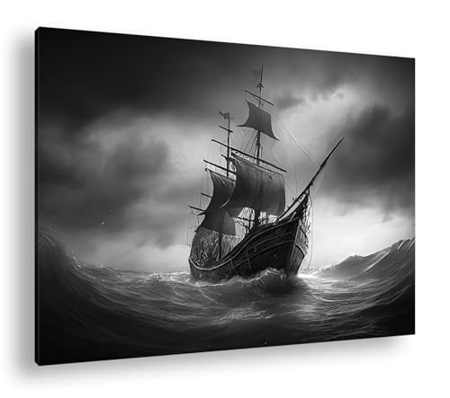Voilier sinistre fini les murs vides grâce à ce grand tableau noir et blanc deyoli 90x60