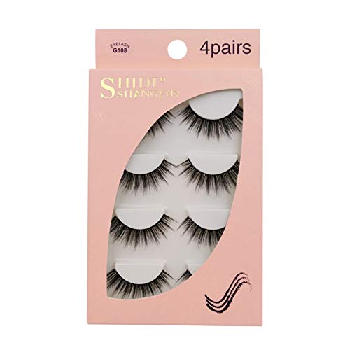 Greatlizard 4 Paar 3D Falsche Wimpern, Dick Lange Schlanke Locken Nerzhaar Falsche Wimpern, Nahtlose Veredelung Wiederverwendbar False Eyelashes Cover