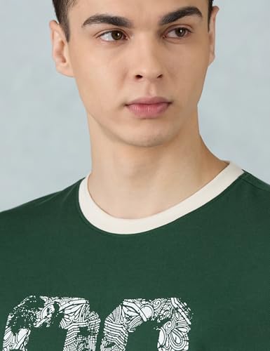 Image of Amazon Brand - Symbol Men Regular Fit Ringer T-Shirt | Half Sleeves | Graphic Printed | Available in Plus Size