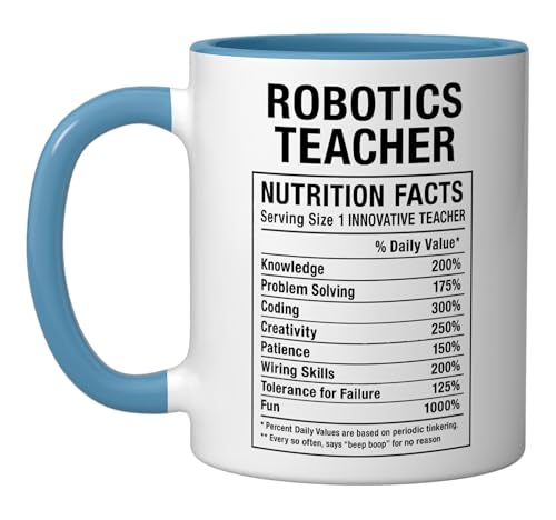 Taza de cerámica Robotics Teacher Facts azul/blanco miniatura 1