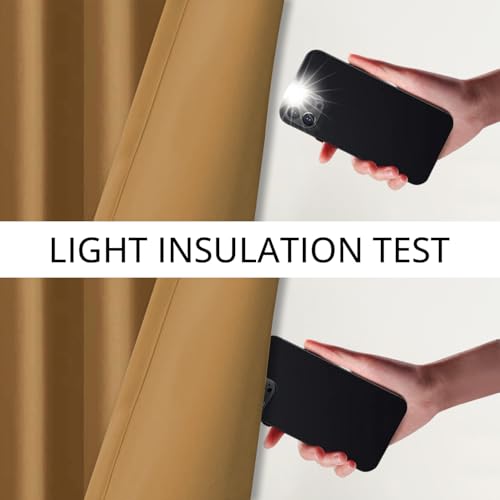 Image of Cloth Fusion 90% Blackout Door Curtains 7 Feet Long Set of 2, Room Darkening Parda with Stainless Steel Grommets for Home Decor (7x4 Feet, Mustard)