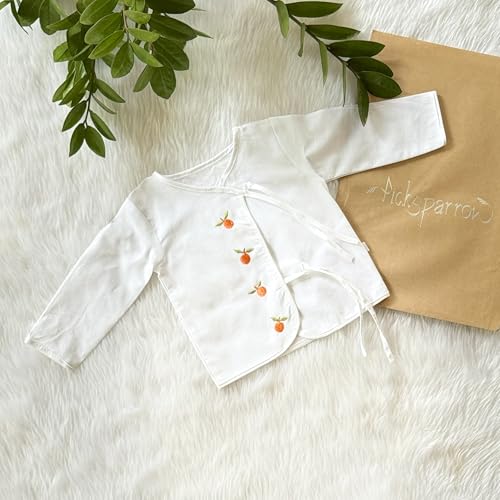 Image of Picksparrow Pure Cotton Embroidered Newborn Baby Clothes /Jhablas /Vests (Full Sleeve, Set of 3)