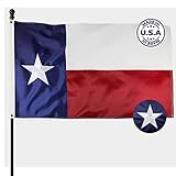 Texas State Flag 3×5 Outdoor Made in USA Heavy Duty Waterproof Nylon Flags with Embroidered Stars/Sewn Stripes/4 Stitch Hemming