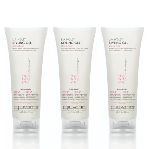 GIOVANNI LA Hold Styling Gel - Hair Gel for Men & Women Strong Hold Hair Gel in Bulk for Curly Straight & Wavy Hair Control Super Hold Slick Gel - 6.8 Fl Oz (Pack of 3)
