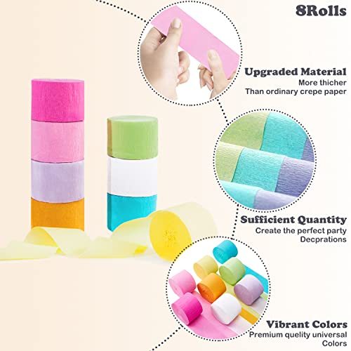 Image of Pastel Birthday Party Decorations Pastel Crepe Paper Streamers 8 Rolls Pastel Color Party Streamers for Birthday Party Wedding Decorations