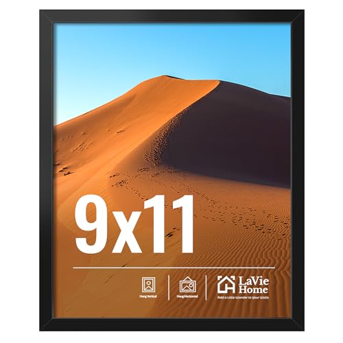 LaVie Home 9x11 Picture Frame for Wall Display, 9x11 Black Picture Frame with HD Plexiglas, 9 x 11 Frame 1 Pack, Display Frame for Vertical or Horizontal, Classic Collection