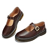 UMILAKE MARY JANE FLACHE SCHUHE FÜR DAMEN, BEQUEME PLATEAU-SCHNALLE, KNÖCHELRIEMEN, FLACHE SCHUHE, ATMUNGSAKTIV, ZUM REINSCHLÜPFEN, LEICHT, FÜR BÜRO UND ARBEIT, KAFFEE, 39.5 EU