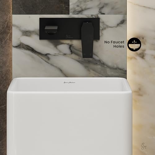 Image of Claire 15 inch x 15 inch Ceramic One-Piece Glossy White Pedestal Sink and Basin