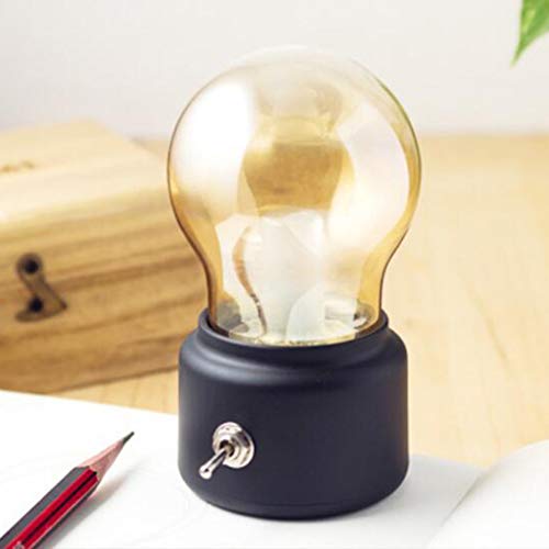 DC 5V Retro LED Nightlight USB Presente De Lâmpada De De Cabeceira Recarregável Para Criança - Preto