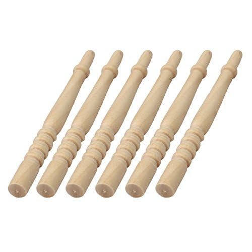 MyTinyWorld 6 x Dolls House Miniature Rounded Long Wood Spindles (Style 6)
