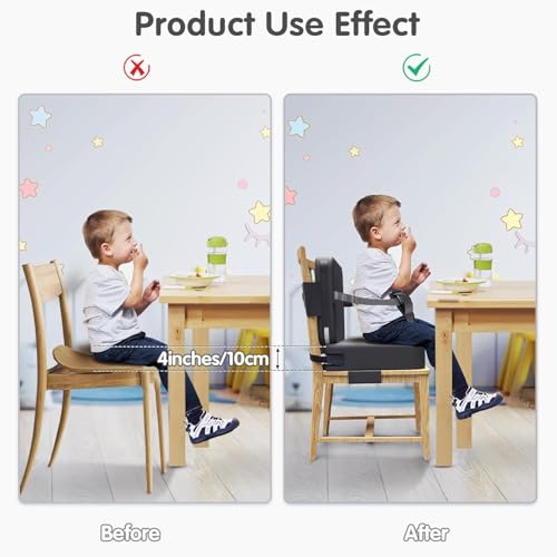 Image of Toddler Booster Seat for Dining Table,Booster Seat for Kitchen Chair with Extended Straps,2PCS Portable with Safety Buckles,Suitable for Kids Aged 3-12 in Restaurants (Grey)
