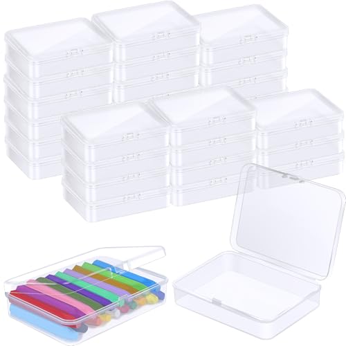 Image of 12 Pcs Plastic Crayon Box Bulk Clear Crayon Holder with Lid Crayon Organizer Case Crayon Storage Containers for Students School Office Supplies (12)