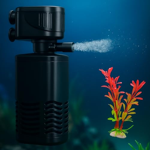 Image of 4 in 1 Aquarium Filter for Fish Tank | Submersible Oxygen Pump, Water Circulation & Filtration System, Low Power Motor