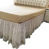 FREAHAP R Wrap-Around Lace Bed Skirt Dust Cover Ruffle Bed Sheet Case 14.96' Drop