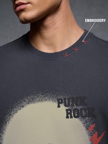 Image of The Souled Store Mr. Soul Men and Boys Short Sleeve Round Neck Purple Graphic Printed Cotton Oversized T-Shirts