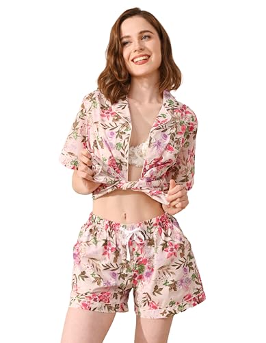Image of NAP BOUND 100% Cotton Pajamas for Women 2 Piece PJs Set Long Sleeve Button Down Breathable Woven Sleepwear Loungewear XS-XXL