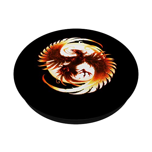 Phoenix Rising From Ashes PopSockets Swappable PopGrip, Black - Image 2
