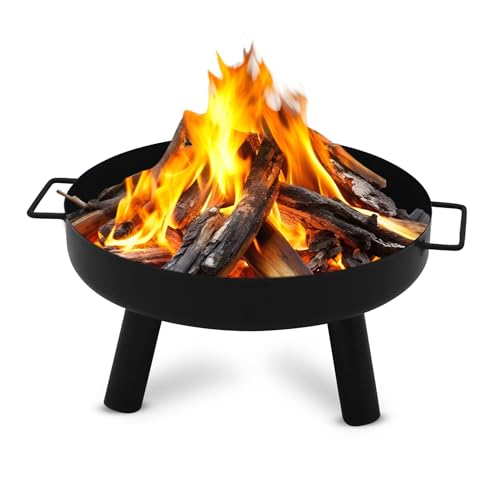 Muntel Feuerschale Ø 57 cm,Feuerkorb, Feuertonne, Feuerstelle für den Garten, Terrasse und Balkon,Schwarz 32 cm