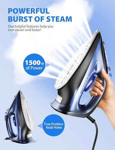 Image of Sundu 1500W Steam Iron with Ceramic Soleplate & Auto-Off for Clothes