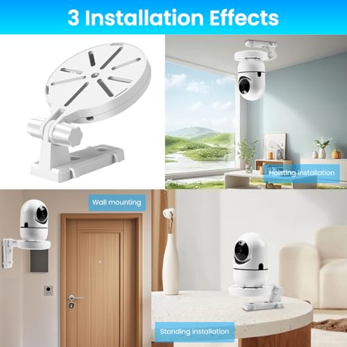 Image of ZORBES 2Pcs Baby Monitor Wall Mount Brackets, 145 Adjustable Angle, No Drill Security Dome Camera Wall Mounts Ceiling Mounts, Invisible Cord Management Design, with Installation Kit