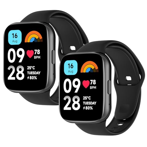 WD&CD 2 Pack Bracelet pour Xiaomi Redmi Watch 3 Active, Bracelet de Remplacment en TPU Silicone Fitness Bracelet Compatible pour Redmi Watch 3 Active