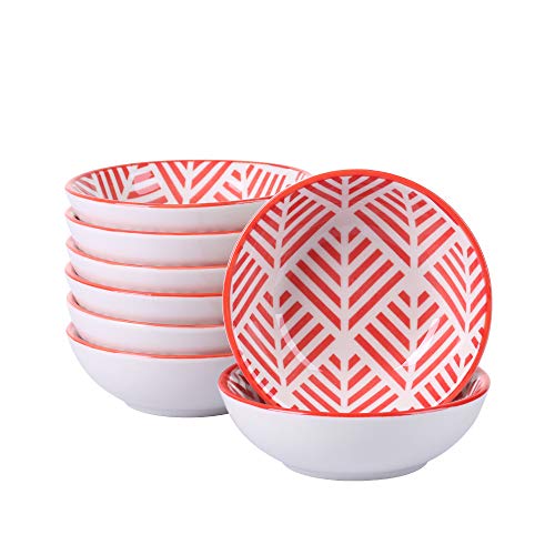 vancasso Momoko Set 8 Pezzi Tapas Vassoi in Porcellana Set di Ciotole Ceramica Combinazione Piattini, Vassoi per Aperitivi e Tapas Fruttiere Insalatiere Colore Rosa